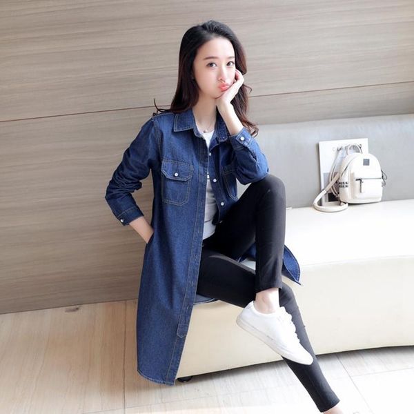 women's jackets 2021 spring autumn women denim jacket long basical jeans full sleeves single breast slim loose casual washed coat befre, Black;brown
women's jackets 2021 spring autumn women denim jacket long basical jeans full sleeves single breast slim loose casual washed coat befre, Black;brown