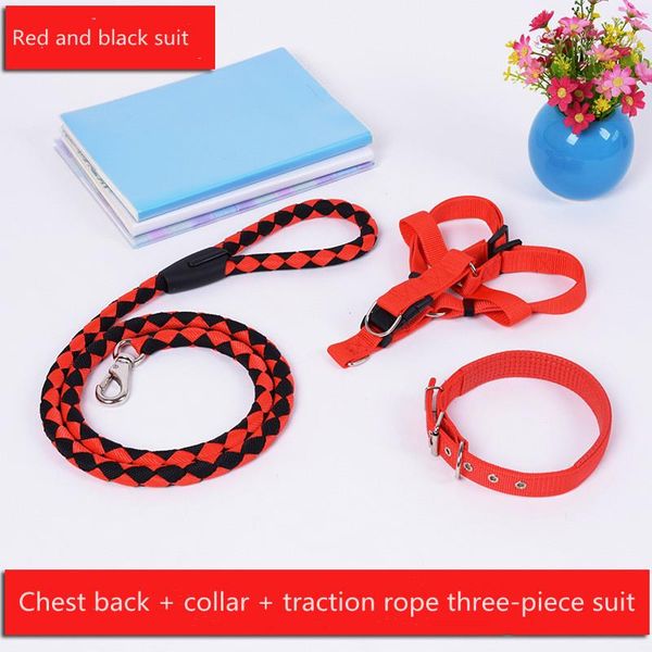 dog collars & leashes pet traction rope, rope chest harness three-piece set, retriever supplies for large, medium and small dogs 
dog collars & leashes pet traction rope, rope chest harness three-piece set, retriever supplies for large, medium and small dogs