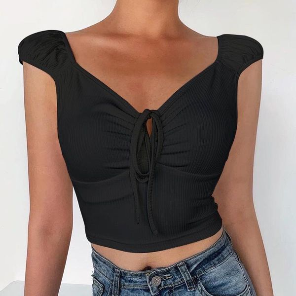 women's t-shirt women summer crop cap sleeve front drawstring ruched v neck pull tie solid color pullover colot, White
women's t-shirt women summer crop cap sleeve front drawstring ruched v neck pull tie solid color pullover colot, White