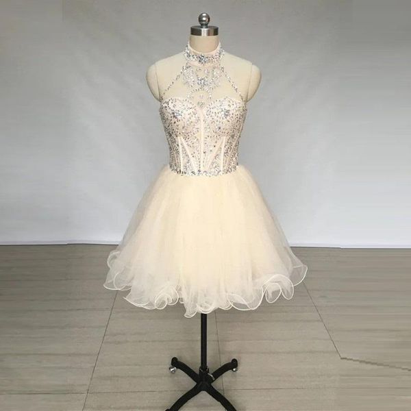 party dresses halter ruffles beading homecoming dress sleeveless cocktail prom gowns, White;black
party dresses halter ruffles beading homecoming dress sleeveless cocktail prom gowns, White;black