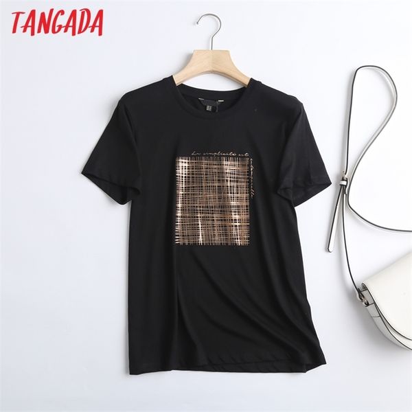 tangada women black letter golden print cotton t shirt short sleeve tees ladies casual tee street wear 6d04 210623, White
tangada women black letter golden print cotton t shirt short sleeve tees ladies casual tee street wear 6d04 210623, White