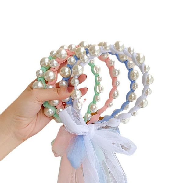 hair accessories children's pearl ribbon band does not hurt the head princess net horsetail girls bow ornaments, Slivery;white
hair accessories children's pearl ribbon band does not hurt the head princess net horsetail girls bow ornaments, Slivery;white