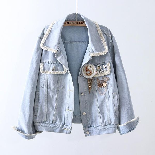 women's jackets autumn fashion applique chain denim jacket coat women outerwear chaquetas mujer loose blue short jeans female streetwea, Black;brown
women's jackets autumn fashion applique chain denim jacket coat women outerwear chaquetas mujer loose blue short jeans female streetwea, Black;brown