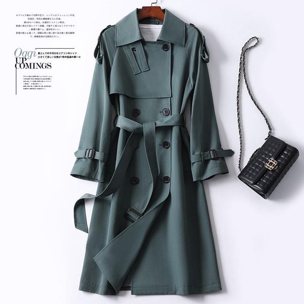 women's trench coats spring windbreaker long chic retro british double breasted loose waist over knee coat 2021, Tan;black
women's trench coats spring windbreaker long chic retro british double breasted loose waist over knee coat 2021, Tan;black