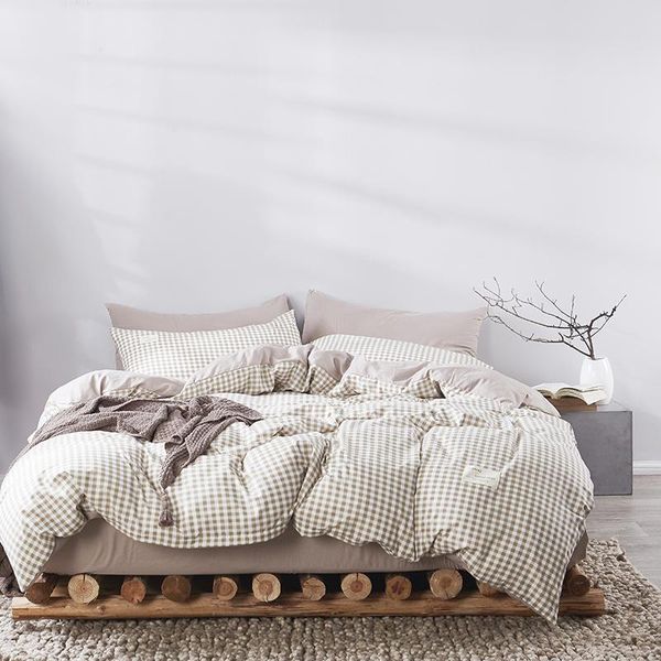 bedding sets set soft washed cotton bed linen beige plaid bedclothes twin full king duvet cover sheet pillowcase adult
bedding sets set soft washed cotton bed linen beige plaid bedclothes twin full king duvet cover sheet pillowcase adult