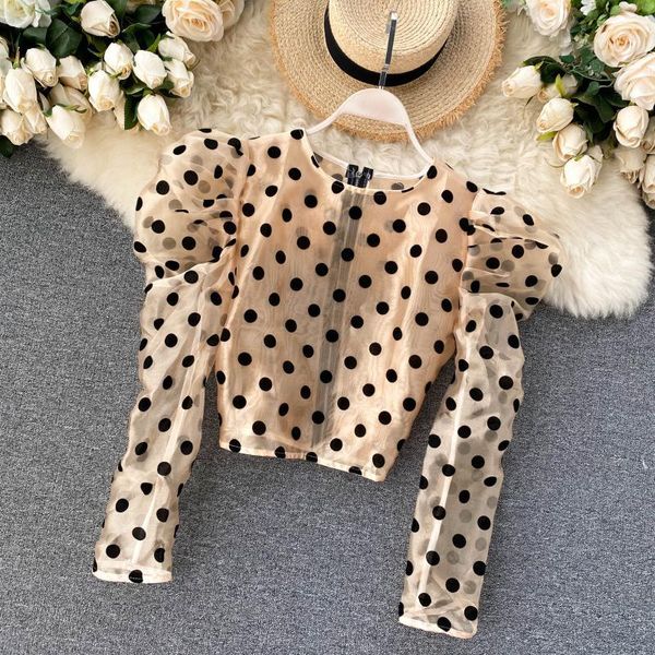 women's blouses & shirts retro o neck long sleeve polka dot blouse women see-through puff cropped zipper autumn blusas mujer fashion sl, White
women's blouses & shirts retro o neck long sleeve polka dot blouse women see-through puff cropped zipper autumn blusas mujer fashion sl, White