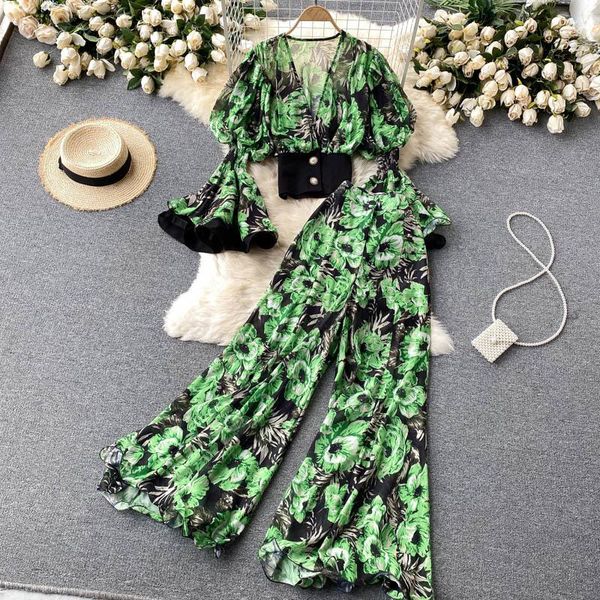 women's two piece pants bohemian women floral set summer v-neck flare long sleeve single breasted + ruffle high waist 2pc suit, White
women's two piece pants bohemian women floral set summer v-neck flare long sleeve single breasted + ruffle high waist 2pc suit, White