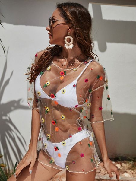 floral embroidery sheer mesh cover up d86j#, White;black
floral embroidery sheer mesh cover up d86j#, White;black