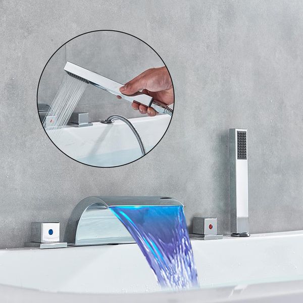 chrome led bathtub faucet deck mounted bath shower 5pcs/set abs handshower basin mixer tap widespread tub sink bathroom sets
chrome led bathtub faucet deck mounted bath shower 5pcs/set abs handshower basin mixer tap widespread tub sink bathroom sets