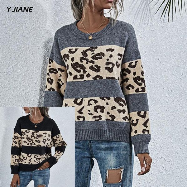 women 2021 fashion leopard pattern knitted sweater vintage long sleeve female oversized pullovers chic patchwork #g3 women's sweaters, White;black
women 2021 fashion leopard pattern knitted sweater vintage long sleeve female oversized pullovers chic patchwork #g3 women's sweaters, White;black