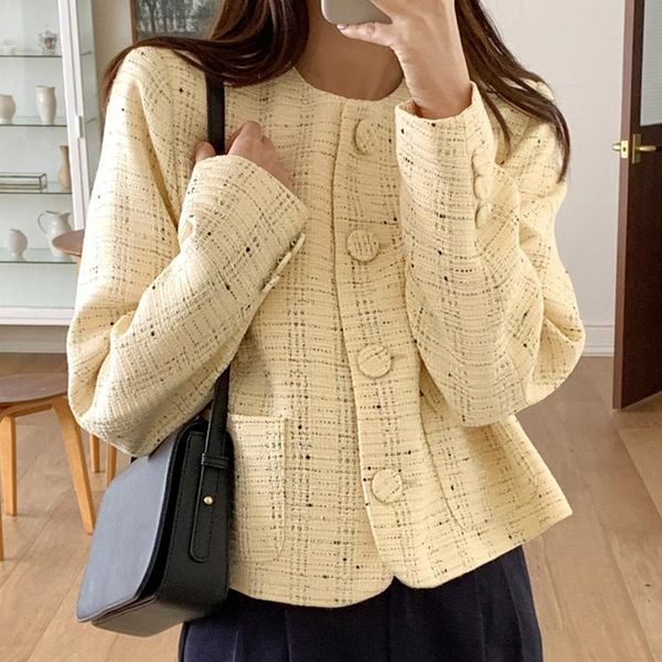 women's jackets simple o neck long sleeve elegant tweed coat women checkered single breasted loose casual jacket office ladies autumn, Black;brown
women's jackets simple o neck long sleeve elegant tweed coat women checkered single breasted loose casual jacket office ladies autumn, Black;brown