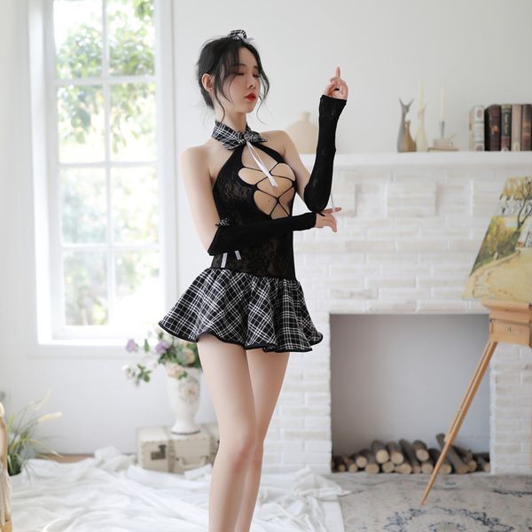 uniform lingerie lace seductive skirt suit perspective provocative passion pajamas, Black;white
uniform lingerie lace seductive skirt suit perspective provocative passion pajamas, Black;white