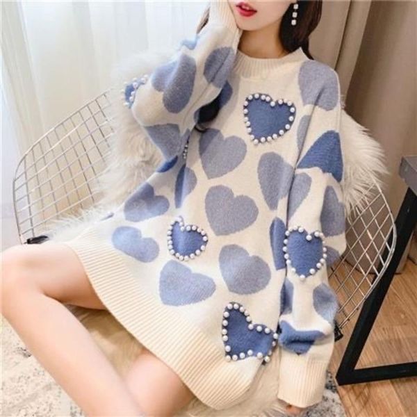 women's sweaters heart-shaped knitted sweater elegant pearl beading fashion casual winter warm o-neck long-sleeved pullover, White;black
women's sweaters heart-shaped knitted sweater elegant pearl beading fashion casual winter warm o-neck long-sleeved pullover, White;black