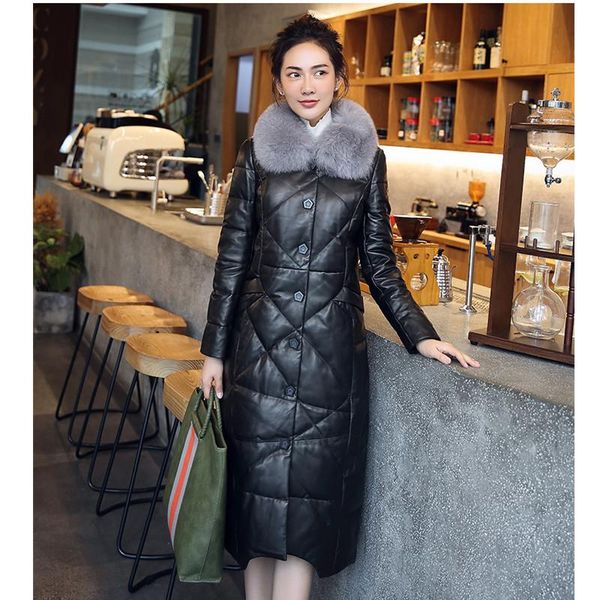 women's leather & faux real fur collar sheepskin down jackets female genuine long coats winter thick warm overcoats size s-xxl, Black
women's leather & faux real fur collar sheepskin down jackets female genuine long coats winter thick warm overcoats size s-xxl, Black