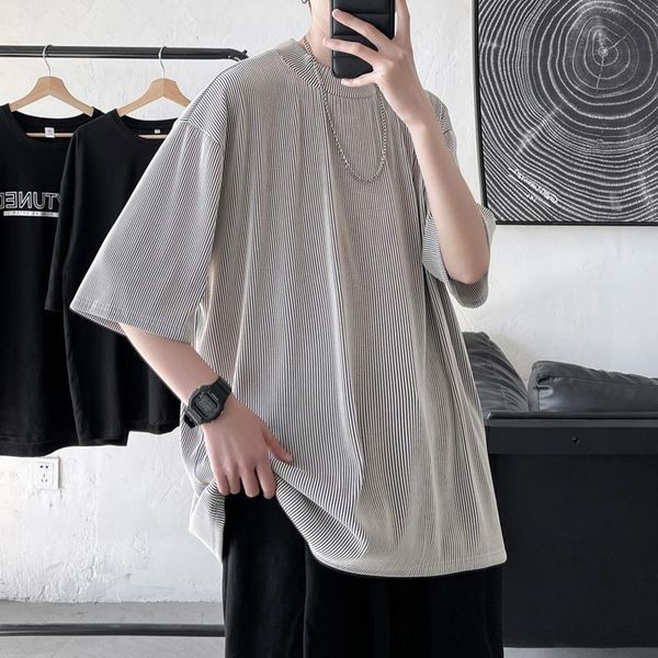 men's t-shirts summer pleated t-shirt fashion casual short-sleeved t shirt men streetwear korean loose hip-hop tshirt mens m-2xl, White;black
men's t-shirts summer pleated t-shirt fashion casual short-sleeved t shirt men streetwear korean loose hip-hop tshirt mens m-2xl, White;black