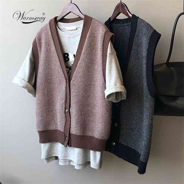 spring women sweater vest casual sleeveless jacket loose single-breasted knit waistcoat c-265 210522, Black;white
spring women sweater vest casual sleeveless jacket loose single-breasted knit waistcoat c-265 210522, Black;white