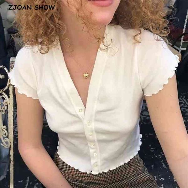 70's vintage v neck wood ears short sleeve tee base t-shirts cool girl single-breasted button t-shirt crop 210429, White
70's vintage v neck wood ears short sleeve tee base t-shirts cool girl single-breasted button t-shirt crop 210429, White