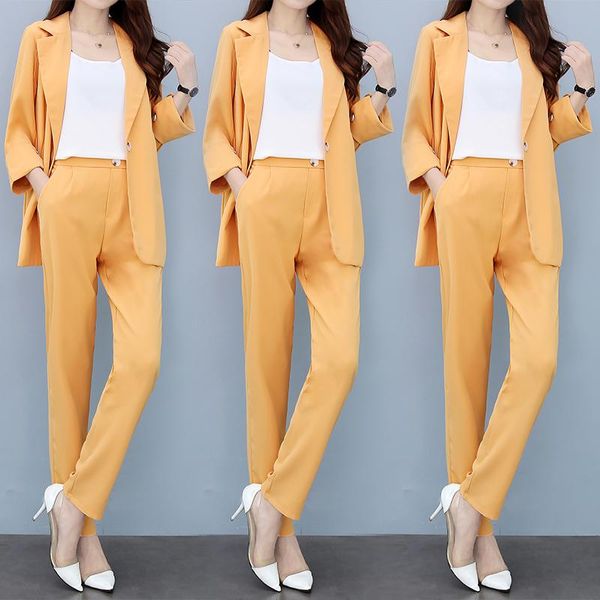 women's tracksuits spring autumn women outfit blazer pants 2 pcs set clothing white jacket british wind high-end suit, Gray
women's tracksuits spring autumn women outfit blazer pants 2 pcs set clothing white jacket british wind high-end suit, Gray