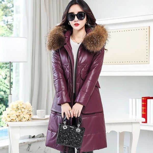 women's leather & faux winter warm thick real sheepskin down jacket women parkas 2021 genuine jackets female raccoon fur collar windbre, Black
women's leather & faux winter warm thick real sheepskin down jacket women parkas 2021 genuine jackets female raccoon fur collar windbre, Black