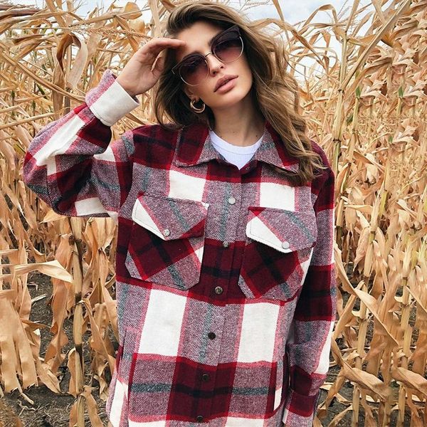 women's 2021 autumn cardigan street leisure all-match trend thick plaid suit collar loose shirt long sleeve female cloths blouses & shi, White
women's 2021 autumn cardigan street leisure all-match trend thick plaid suit collar loose shirt long sleeve female cloths blouses & shi, White