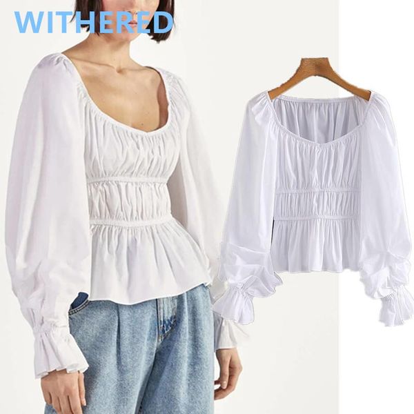 women's blouses & shirts withered fashion blogger vintage court collect waist short blouse women blusas mujer de moda 2021 shirt womens, White
women's blouses & shirts withered fashion blogger vintage court collect waist short blouse women blusas mujer de moda 2021 shirt womens, White