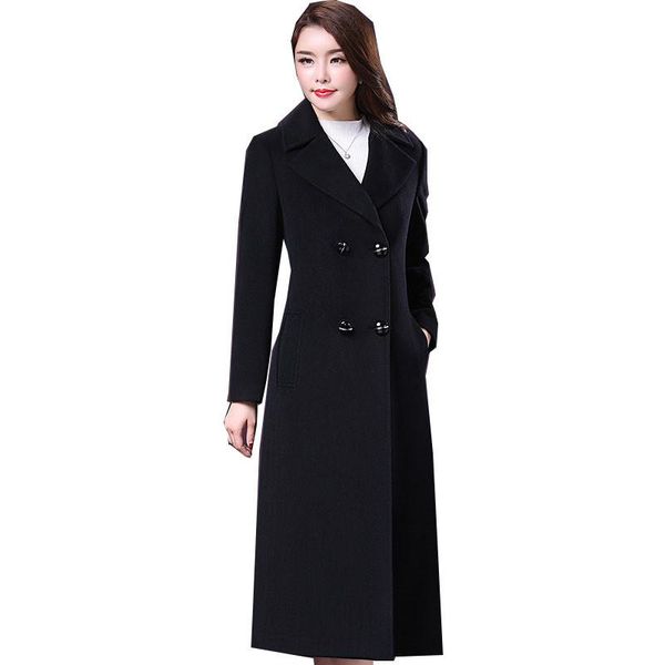 women's wool & blends woolen coat autumn winter women double breasted slim jacket female fleece overcoat extended coats a437, Black
women's wool & blends woolen coat autumn winter women double breasted slim jacket female fleece overcoat extended coats a437, Black