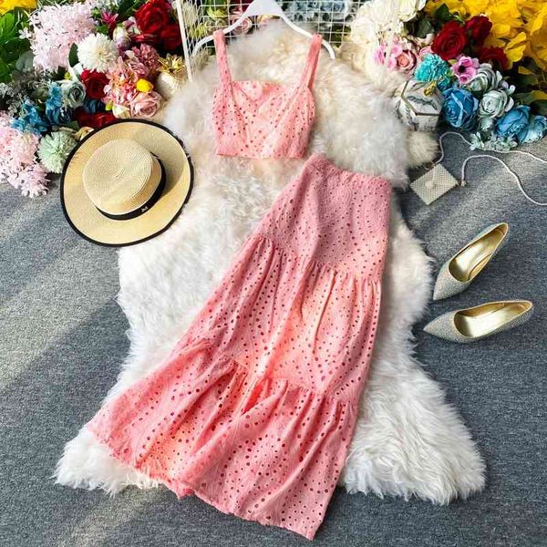 two piece dress vacation suit beach short camisole two-piece sweet high-waisted ruffled long skirt for womens vintage two, White
two piece dress vacation suit beach short camisole two-piece sweet high-waisted ruffled long skirt for womens vintage two, White