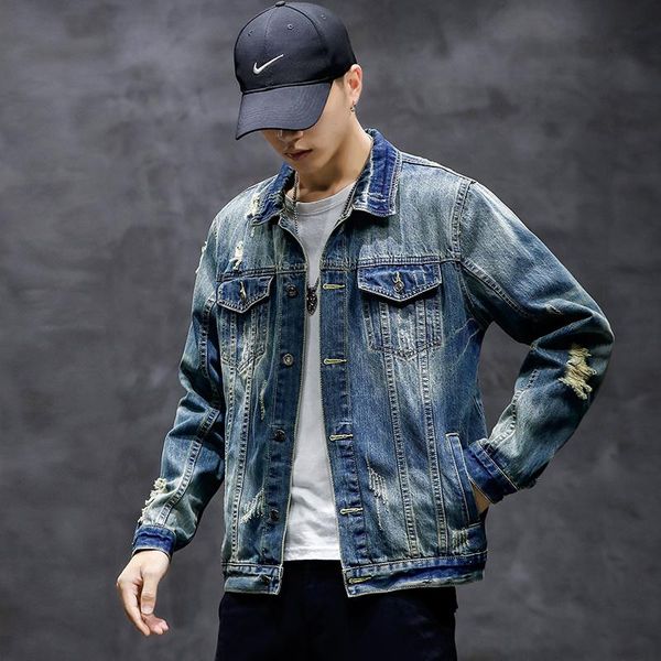 men's jackets vintage ripped hole denim jacket cotton fashion slim trend jean coat boy hip hop skinny streetwear spring autumn outerwea, Black;brown
men's jackets vintage ripped hole denim jacket cotton fashion slim trend jean coat boy hip hop skinny streetwear spring autumn outerwea, Black;brown