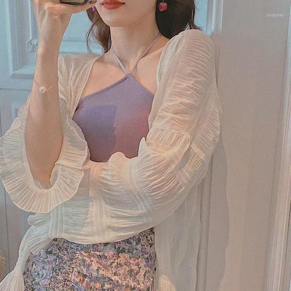 women's swimwear sun protection clothing for women 2021 summer versatile fairy long sleeve loose sun-proof clothes cardigan trendy thin, White;black
women's swimwear sun protection clothing for women 2021 summer versatile fairy long sleeve loose sun-proof clothes cardigan trendy thin, White;black