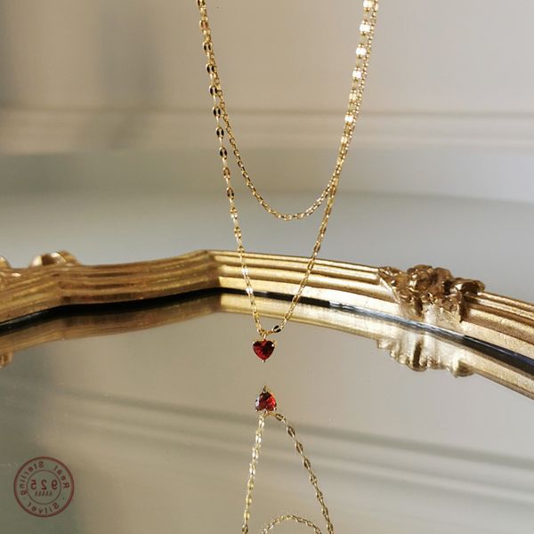european simple red heart crystal pendant necklace women light luxury temperament 18k gold double clavicle chain jewelry, Silver
european simple red heart crystal pendant necklace women light luxury temperament 18k gold double clavicle chain jewelry, Silver