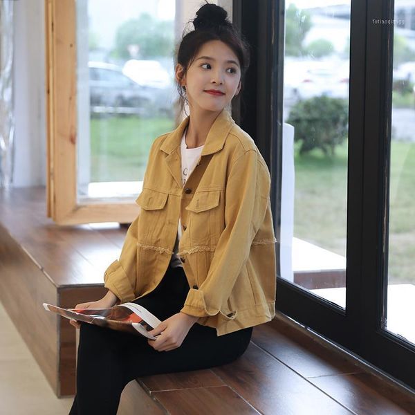 women's jackets 2021 spring girls denim jacket white cotton short coat, Black;brown
women's jackets 2021 spring girls denim jacket white cotton short coat, Black;brown