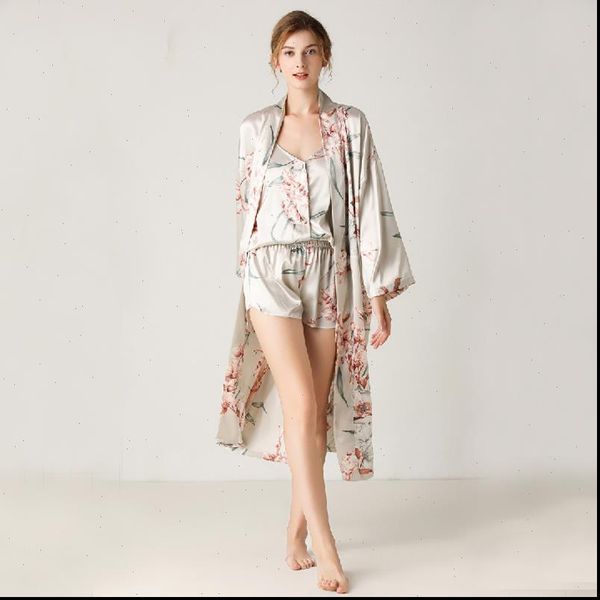 floral silk satin night womens sleepwears wear fashion long robe pajama set 3 elegant home clothing for womem, Black;red
floral silk satin night womens sleepwears wear fashion long robe pajama set 3 elegant home clothing for womem, Black;red