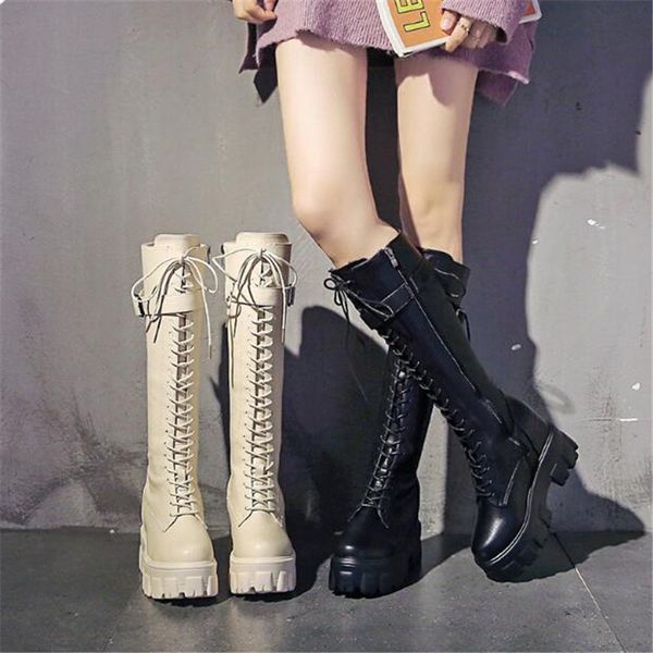 chunky platform leather knee high boots women retro punk 10cm height increasing long boots woman lace up booties winter mujer
chunky platform leather knee high boots women retro punk 10cm height increasing long boots woman lace up booties winter mujer