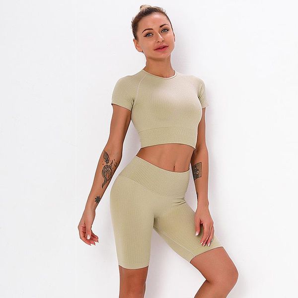 ribbed seamless yoga set sport outfit for woman gym clothing fitness short sleeve crop high waist shorts running sportswear
ribbed seamless yoga set sport outfit for woman gym clothing fitness short sleeve crop high waist shorts running sportswear