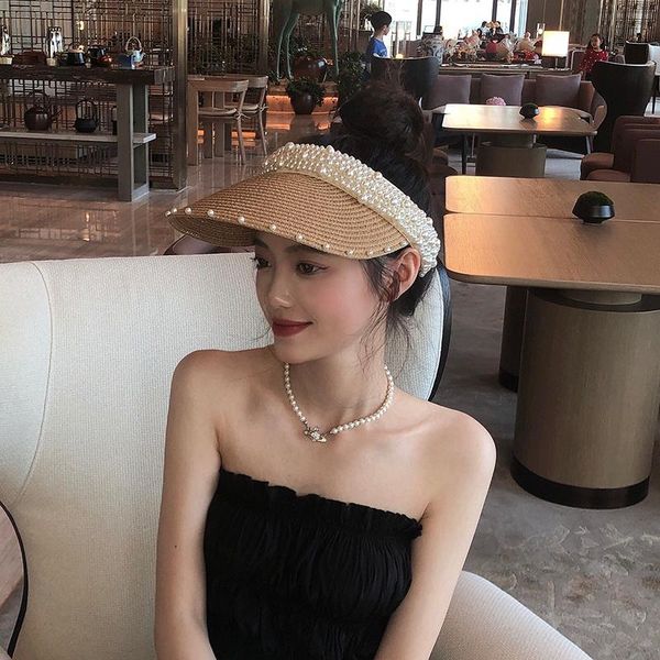 Empty Straw Hat Women Summer Thin Style Korean Version Of The Tide Sunscreen Sunshade Pearl Capless Sun Wide Brim Hats, Blue;gray
Empty Straw Hat Women Summer Thin Style Korean Version Of The Tide Sunscreen Sunshade Pearl Capless Sun Wide Brim Hats, Blue;gray