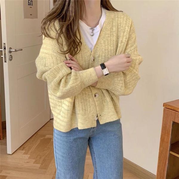 women's knits & tees autumn winter sweaters v-neck buttons cardigan vintage fashionable oversized korean elegant lady, White
women's knits & tees autumn winter sweaters v-neck buttons cardigan vintage fashionable oversized korean elegant lady, White