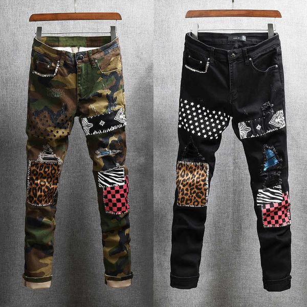 american streetwear fashion men jeans slim fit elastic cotton patches designer printed ripped denim punk pants hip hop trousers, Blue
american streetwear fashion men jeans slim fit elastic cotton patches designer printed ripped denim punk pants hip hop trousers, Blue