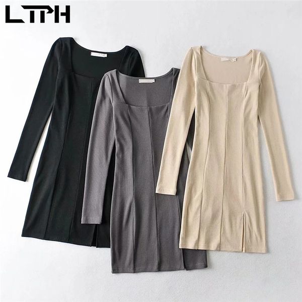 vintage elegant split package hip dress women solid all-match base square collar long sleeve short dresses spring 210427, Black;gray
vintage elegant split package hip dress women solid all-match base square collar long sleeve short dresses spring 210427, Black;gray