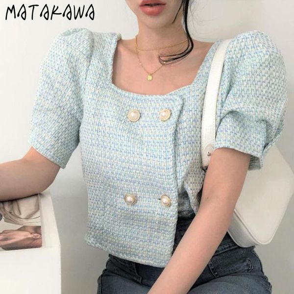 women's jackets matakawa pearl buckle loose puff sleeve short coat french square collar woman jacket was thin chic casaco feminino, Black;brown
women's jackets matakawa pearl buckle loose puff sleeve short coat french square collar woman jacket was thin chic casaco feminino, Black;brown