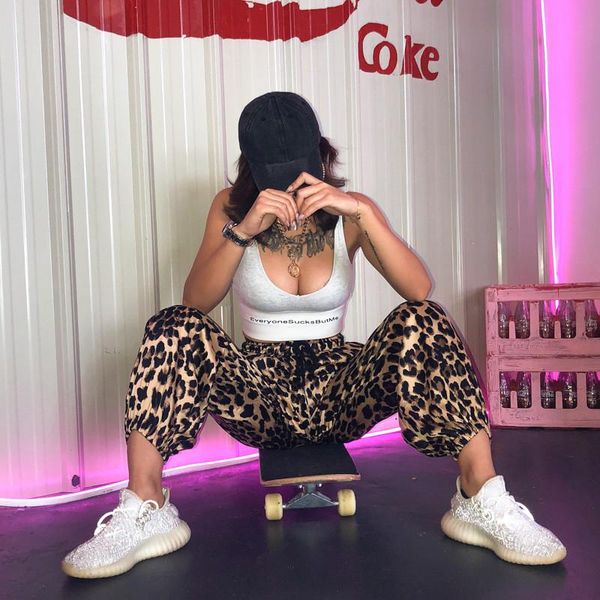 women leopard high-waisted trousers summer casual fashion cool club pants women's & capris, Black;white
women leopard high-waisted trousers summer casual fashion cool club pants women's & capris, Black;white