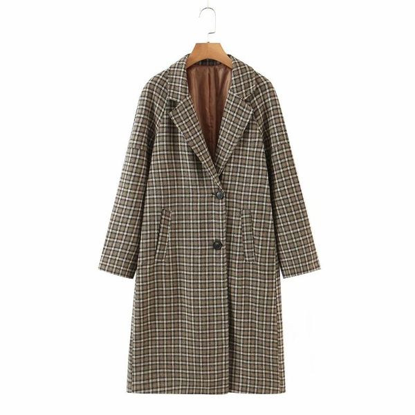 women's wool & blends zxqj women plaid long trench coat 2021 autumn fashion ladies korean style overcoat female casual loose warm woole, Black
women's wool & blends zxqj women plaid long trench coat 2021 autumn fashion ladies korean style overcoat female casual loose warm woole, Black