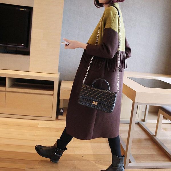 women's sweaters 2021 autumn winter european and american temperament color tassels long thick knit cardigan women, White;black
women's sweaters 2021 autumn winter european and american temperament color tassels long thick knit cardigan women, White;black