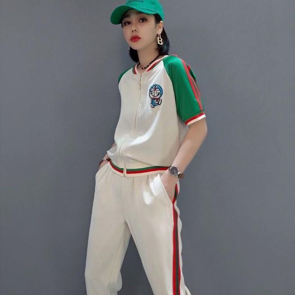 women's two piece pants 2021summer fashion women 's suit cartoon western style -, White
women's two piece pants 2021summer fashion women 's suit cartoon western style -, White