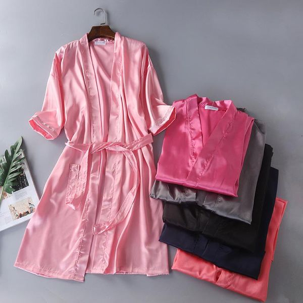 women's sleepwear men's and silk-like bathrobe nightgown summer solid kimono robe three quarter sleeve satin robes plus size dress, Black;red
women's sleepwear men's and silk-like bathrobe nightgown summer solid kimono robe three quarter sleeve satin robes plus size dress, Black;red
