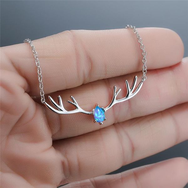 pendant necklaces cute small elk antlers necklace white blue opal water drop stone vintage silver color chain for women
pendant necklaces cute small elk antlers necklace white blue opal water drop stone vintage silver color chain for women