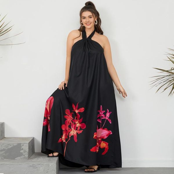 plus size dresses celmia 2021 women halter maxi dress summer backless long floral printed sundress casual loose ruffles vestido, Black
plus size dresses celmia 2021 women halter maxi dress summer backless long floral printed sundress casual loose ruffles vestido, Black
