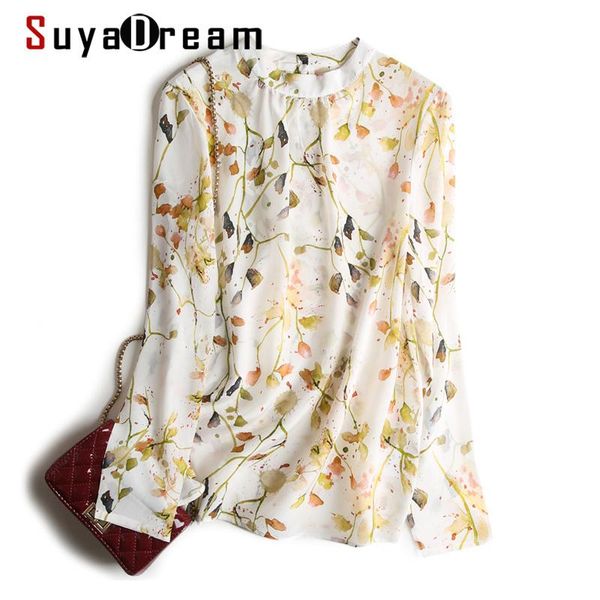 suyadream silk floral blouses woman 100%silk crepe long sleeves stand collar print blouse shirt spring autumn women's & shirts, White
suyadream silk floral blouses woman 100%silk crepe long sleeves stand collar print blouse shirt spring autumn women's & shirts, White
