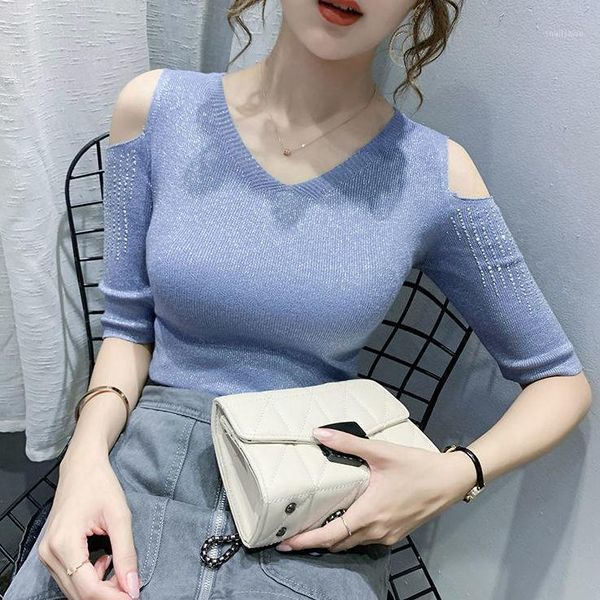 women summer 2021 fashion knitted t shirts female solid v neck half sleeve off shoulder tees slim casual ladies w241 women's t-shirt, White
women summer 2021 fashion knitted t shirts female solid v neck half sleeve off shoulder tees slim casual ladies w241 women's t-shirt, White