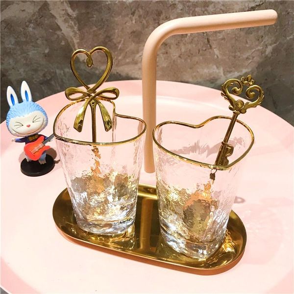 sweet heart-shaped with gold margin glass cup for milk mental crown spoon or bowknot 200ml wine glasses
sweet heart-shaped with gold margin glass cup for milk mental crown spoon or bowknot 200ml wine glasses