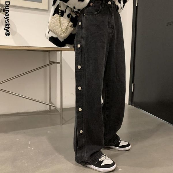 women's jeans s-5xl wide-leg spring and autumn button decoration street black gray high waist loose straight-leg pants, Blue
women's jeans s-5xl wide-leg spring and autumn button decoration street black gray high waist loose straight-leg pants, Blue